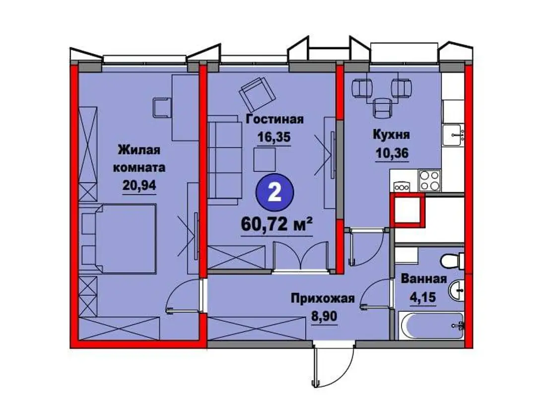 2 xonali kvartira, 60 m², Mirzo Ulug'bek — sotiladi · ID:S1165 - Cover Photo